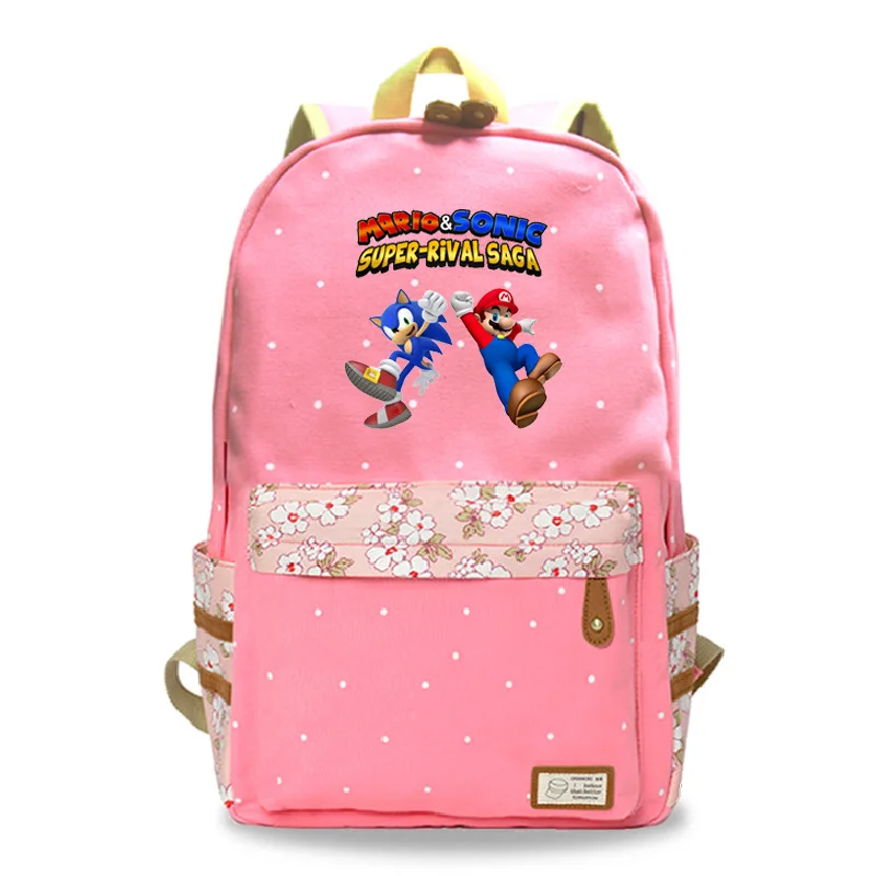 

2019 New Arrival Mario & Sonic Canvas Backpack High Quality Children Boys Girls School Backpacks Beautiful School Bags