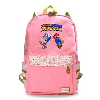 

2019 New Arrival Mario & Sonic Canvas Backpack High Quality Children Boys Girls School Backpacks Beautiful School Bags