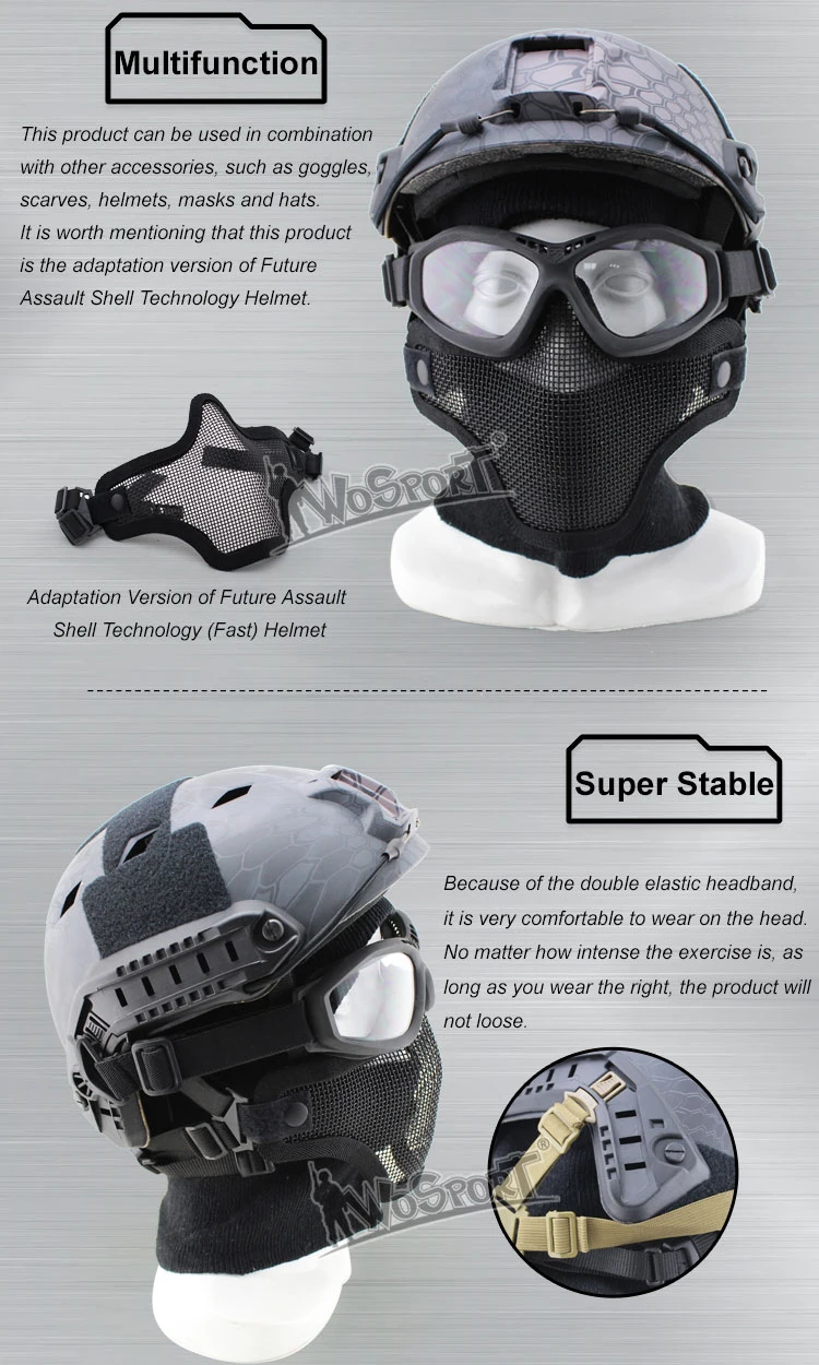 Airsoft тактический Пейнтбол Маска Охота Аксессуар Защитная V1 Половина лица двухдиапазонный scouts маска для быстрого Стиль шлем HT16-001B