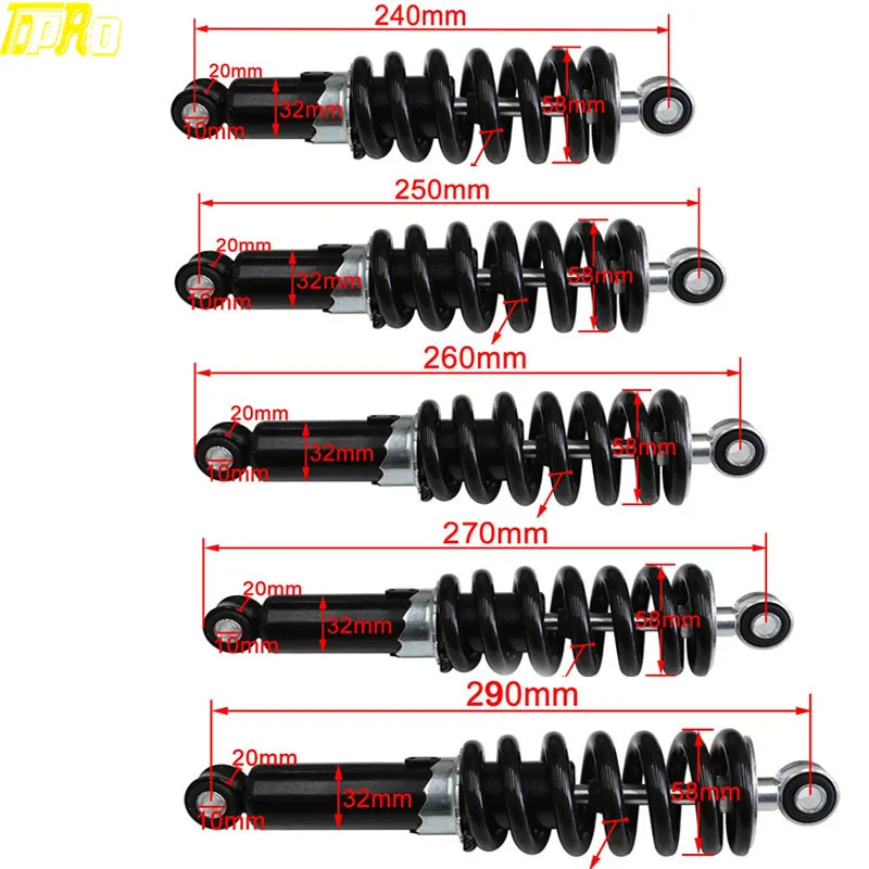 

Genuine TDPRO 240mm 250mm 260mm 270mm 290mm Off-Road Moto Air Shock Absorber Rear Suspension For Motorcycle ATV Scooter Pit Bike