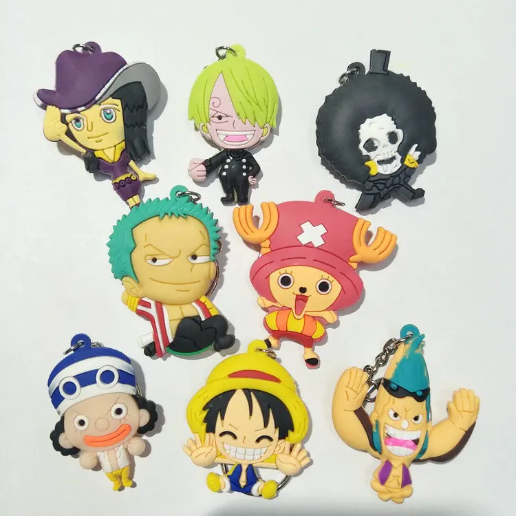 2018 New One Piece Keychain Pendant Luffy Chopper Soft PVC Key Chain 14