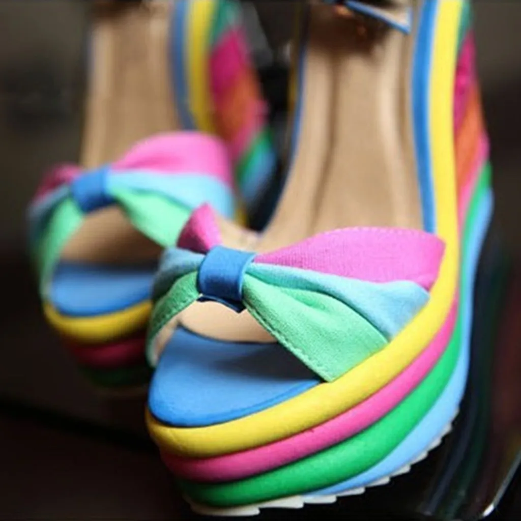 JAYCOSIN/модные женские туфли на танкетке; Разноцветные Лоскутные сандалии с открытым носком; обувь в римском стиле; повседневная обувь; женская обувь на плоской подошве; Уличная обувь