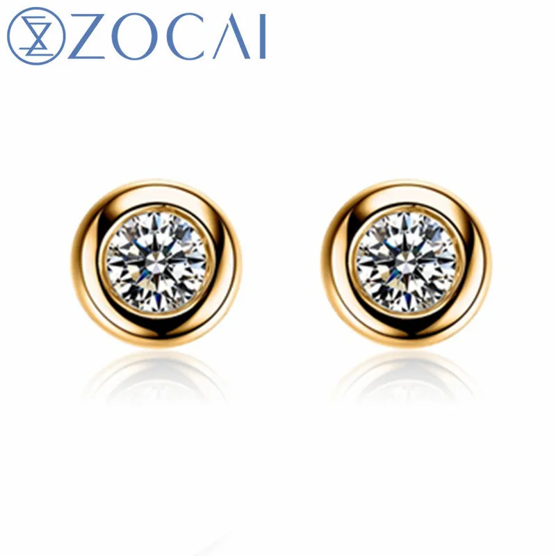 

New Arrival ZOCAI 0.22 ct H/SI certified real diamond earrings 18K yellow gold diamond earrings 18K rose /white gold JBE00184