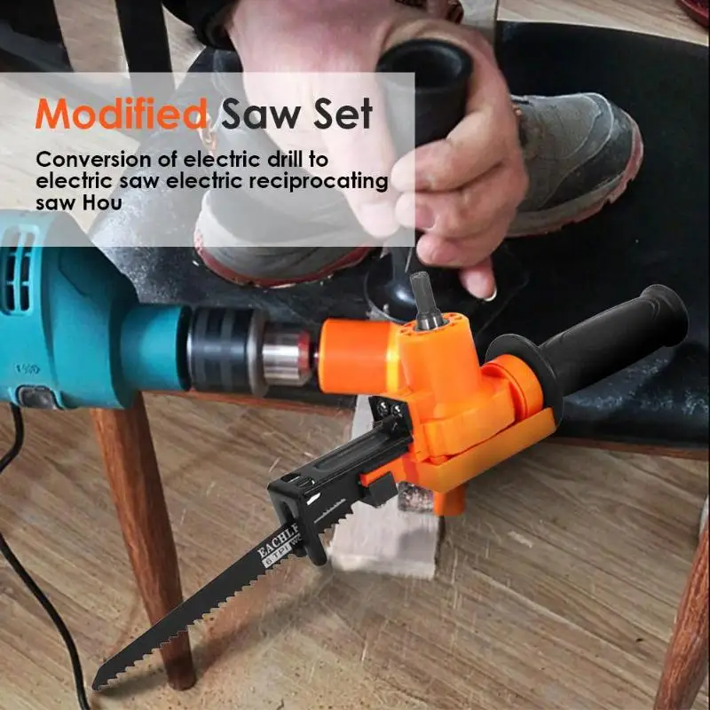 Portable Reciprocating Saw Drill Metal Woodworking Cutting Tool Electric Drill Tools Attachment Fits for Woodworking