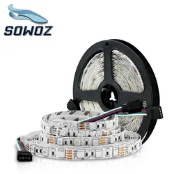 SOWOZ 5 M 300 светодиодов водонепроницаемый RGB светодиодные полосы света 5050 DC12V 60leds/M Fiexble свет лента-тесьма со светодиодами украшения дома лампа