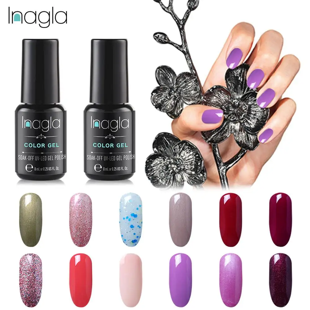 

Inagla Nail Art High Quality Soak Off 64 Colors Gel UV/LED Base and Top Coat Needed Gel Paint Design Color CrismasNail Polish