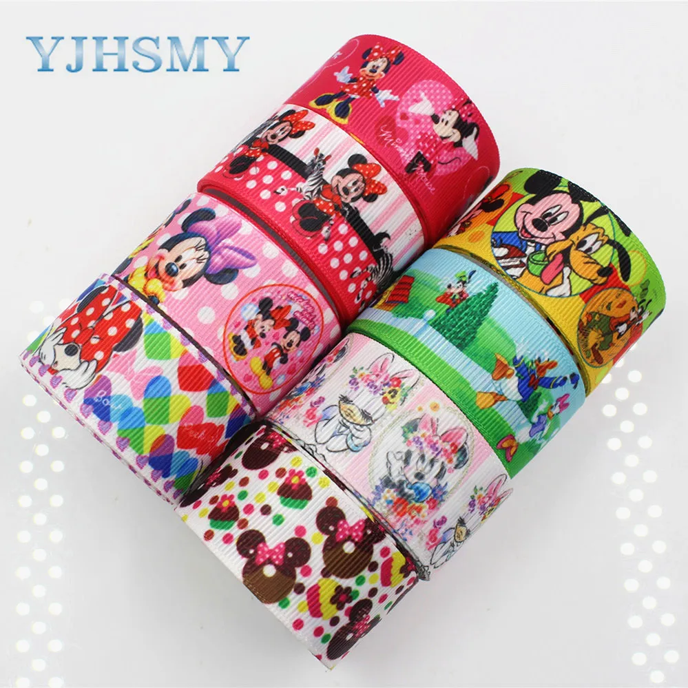 

YJHSMY 175125,(1'')25mm,10yard Mickey printed grosgrain ribbon, gift wrap,wedding ribbon, DIY craft materials