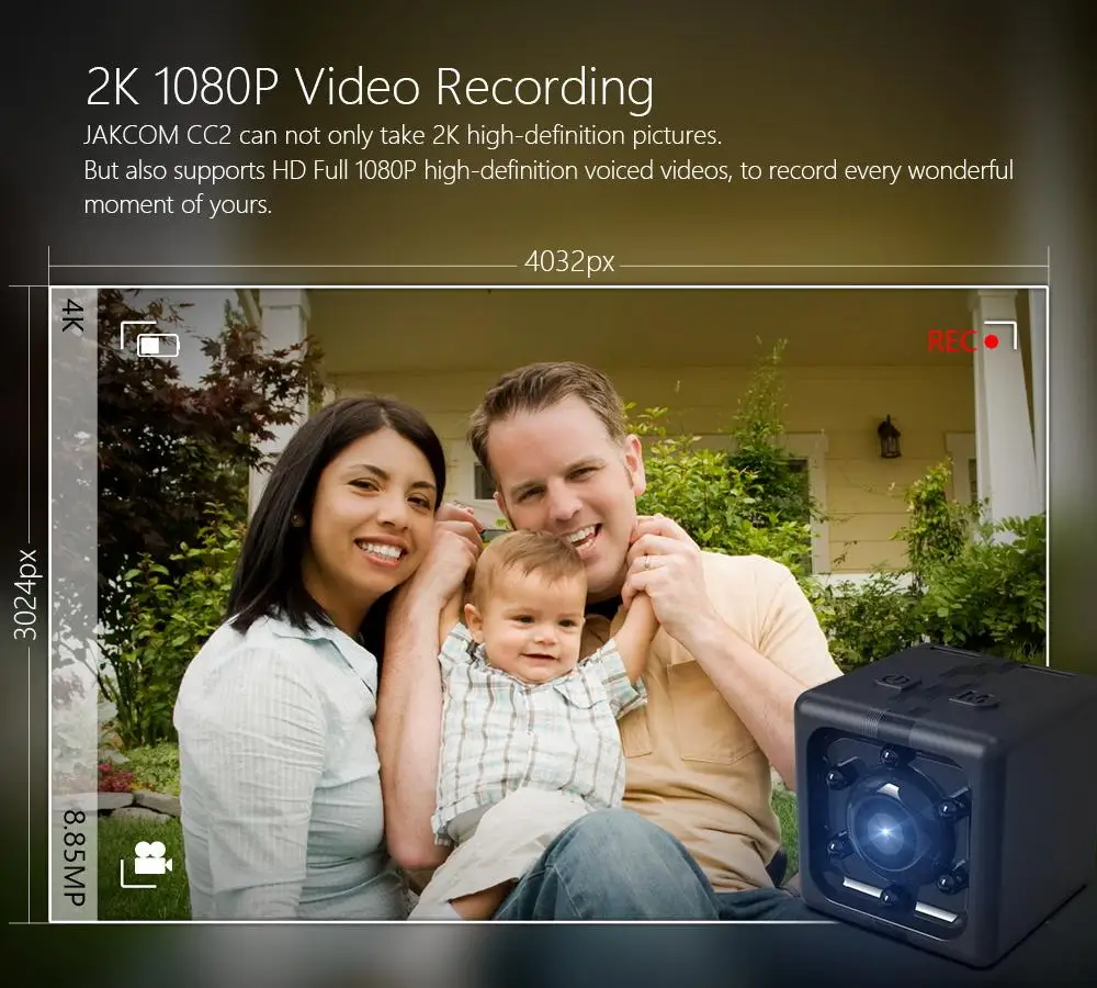 JAKCOM CC2 умный, компактный фотоаппарат,, детский монитор, как wifi камера met accu батарея 950 мАч