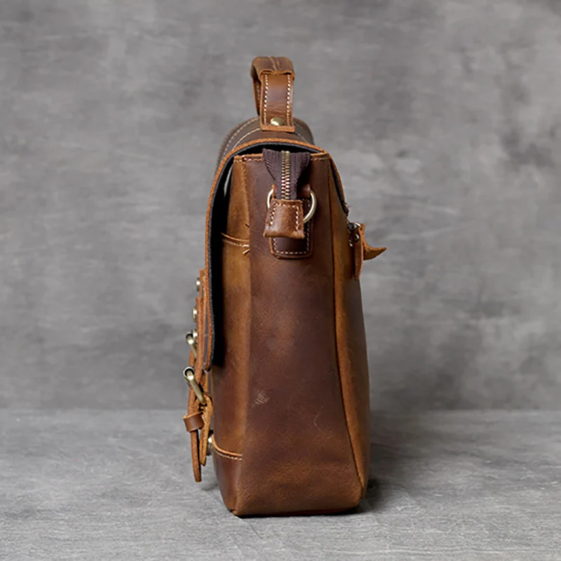 AETOO Retro head cowhide Briefcase Leather laptop bag men's shoulder oblique cross bag