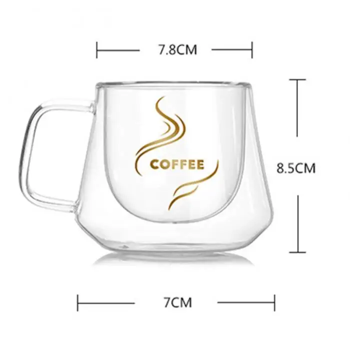 1 шт Высокое качество 200 мл креативная кофейная кружка с ручкой двойная стеклянная чашка Изолированная молочная чашка здоровая чашка подарок креативный стиль