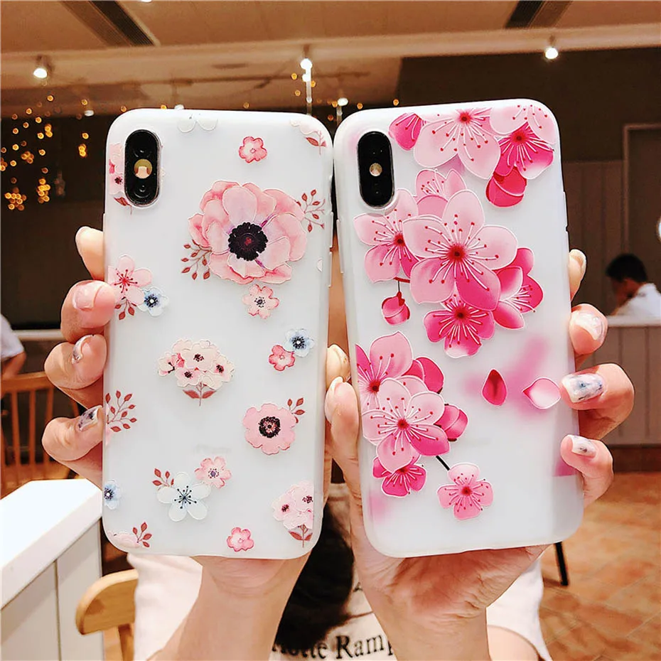 YAMIZOO Flower Case For iPhone 6 5s 7 6s 8 Plus Phone Cases 5 se 6 7 Girly Cover For iPhone x xr xs max Luxury Case Soft Fundas (2)