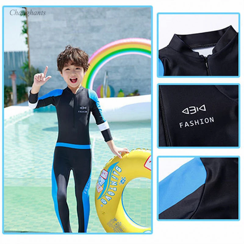 new Boy long sleeve Rash Guard Children one piece swimsuit little boy surfing wear child bathing Suits boy's summer wear