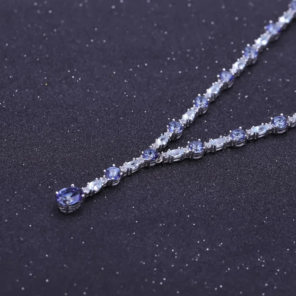Ювелирное балетное ожерелье из природного мистического кварца небесное ожерелье из голубого топаза 925 пробы Серебряное свадебное ожерелье для женщин хорошее ювелирное изделие