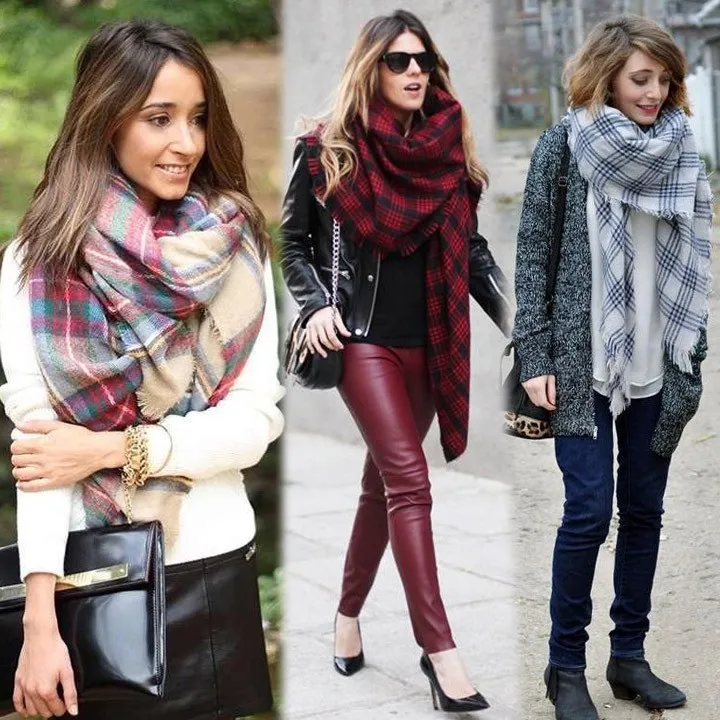 New Fashion Lady Women Winter Infinity Blanket Oversized Shawl Plaid Check font b Tartan b font