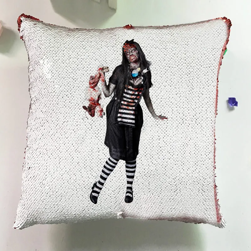 Fashion Movie Cushions Home Decor Couch Pillows Reversible Sequin Pillowcase Glitter Seat Horror Cushion Cover Sofa J050 (8)