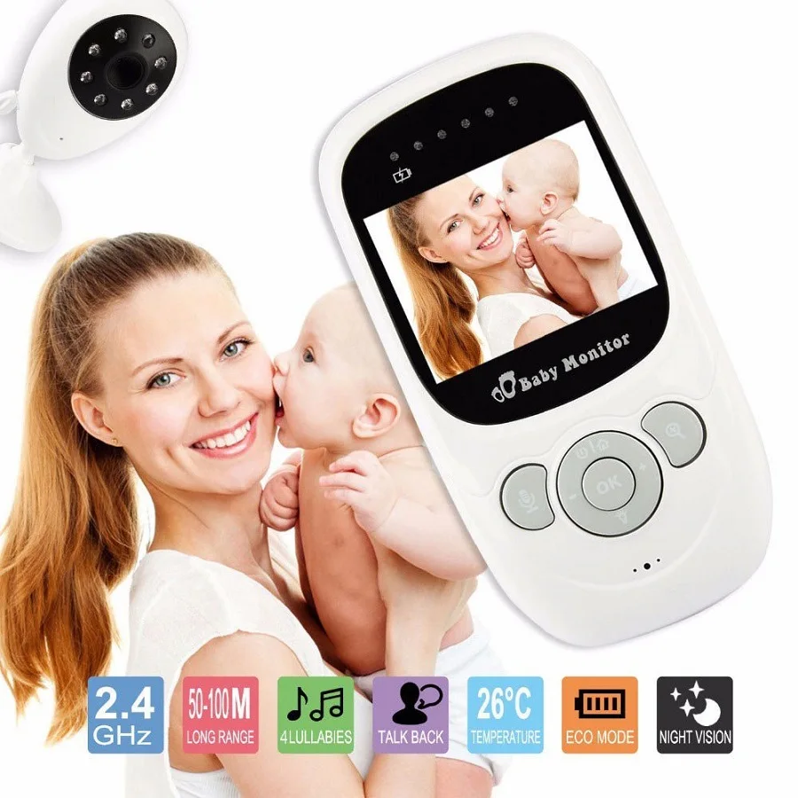 

babykam babyfoon camera niania elektroniczna 2.4 inch LCD IR Night Light Vision Intercom 2X Zoom Temperature Monitor 4 Lullabies
