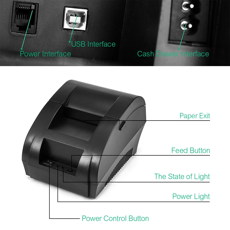 Zjiang POS термопринтер Мини 58 мм USB POS чековый принтер для Resaurant супермаркета магазина Чековая машина EU US Plug