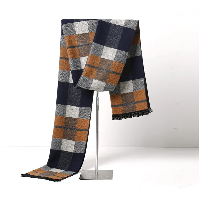 

Designer Brand Luxury Men's Casual Plaid Scarf Faux Cashmere Male Warm Wool Winter Scarves Classic Business Plaid Men's Scarfs