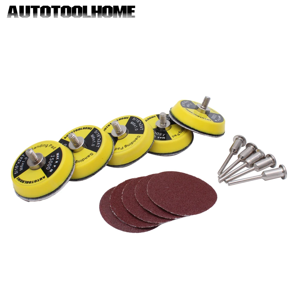15PC 2" 80Grit Sanding Disc with 50mm Polishing Pad Backing Plate