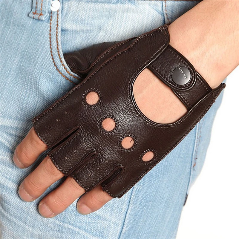 Перчатки мужские из оленьей кожи без пальцев однотонные|deerskin gloves|mens deerskin glovesdriving