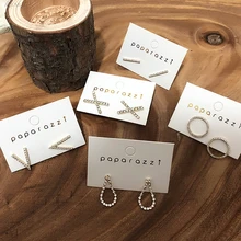 AOMU Модный Блестящий Кристалл, циркониевые буквы, геометрические треугольные капли, круглые серьги-гвоздики для женщин и девушек, вечерние аксессуары