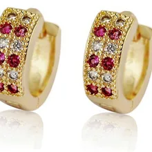 Прекрасный подарок Новое поступление модные европейские женские качественные золотые пластины импорт циркония Стразы Серьги-кольца ювелирные изделия