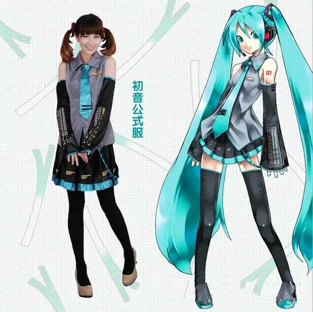vocaloid hatsune miku cosplay costume clothes theatrical costume halloween costume topskirtssock