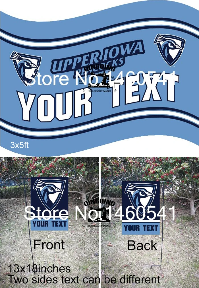 Upper Iowa Peacocks UIU Your Text Flag 3ft x 5ft Polyester NCAA Garden 13inx18in QingQing Super Fan | Дом и сад