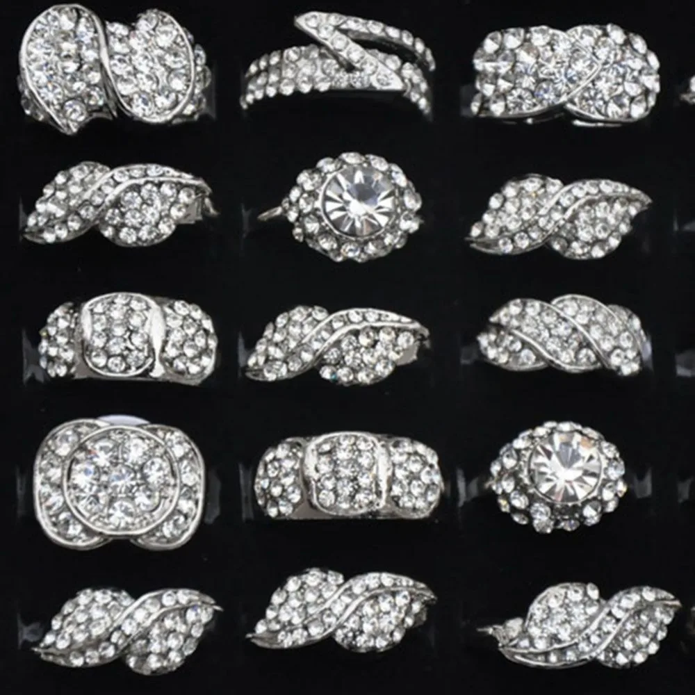 Wholesale 5 pcs Lots Mixed Silver Plated Crystal Rhinestone Wedding