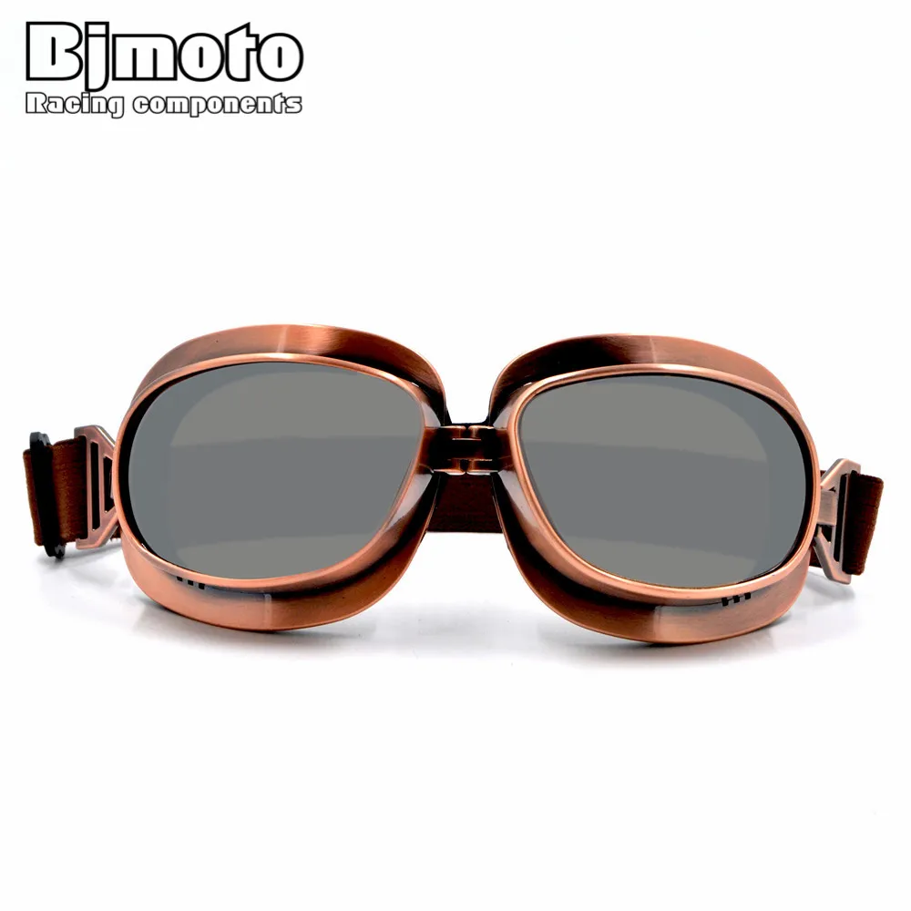 BJMOTO очки для мотокросса стекло es медное покрытие рамка винтажное стекло для Harley открытый шлем защитные очки ретро реактивные шлемы