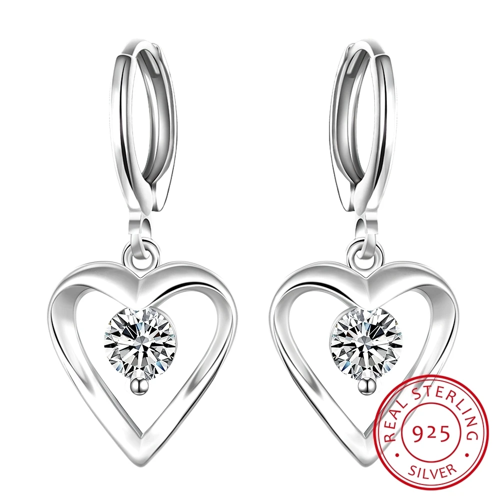 

Lekani Cz Zirconia Drop Earring 925 Pure Sterling Silver Hearts And Arrows Ladies Earrings Anti-allergic Women Fine Jewelry