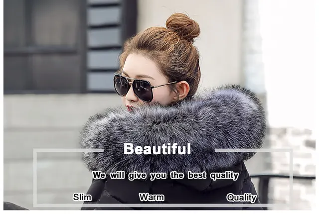 womens winter jackets and coats 2018 Parkas for women 4 Colors Wadded Jackets warm Outwear With a Hood Large Faux Fur Collar -