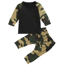 Камуфляжная одежда для новорожденных мальчиков детская футболка с длинными рукавами топ и штаны комплект одежды