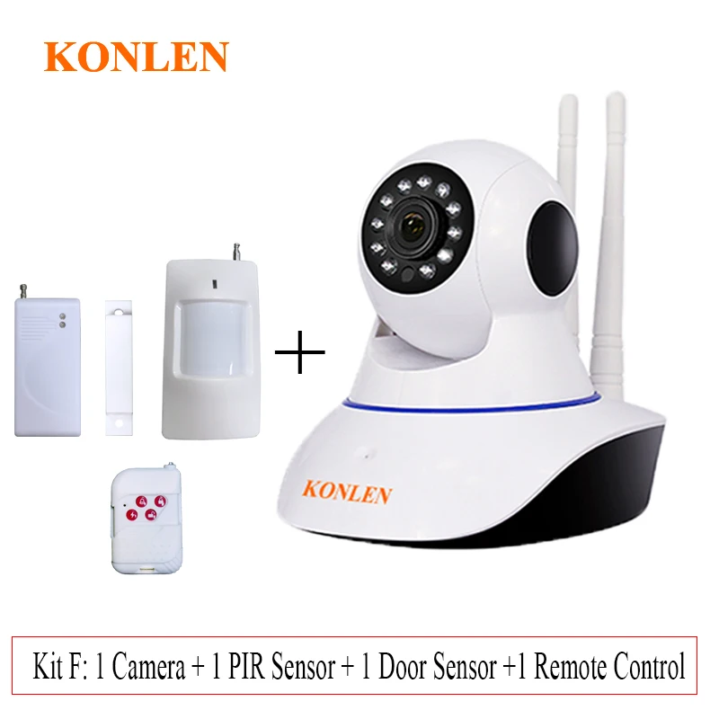 KONLEN Wi-Fi сигнализация с ip-камерой панель управления Беспроводная для дома умный дом дверь движения безопасности CCTV видеонаблюдение - Цвет: Kit F