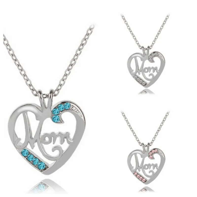 Love Letter MOM Inlaid Crystal Pendant Sweet Crystal Rhinestone 