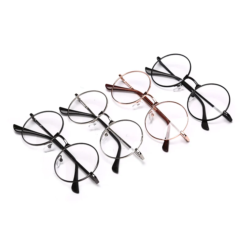 Модные Винтаж металлическая оправа ретро очки с прозрачными стеклами ботаник очки в духе гиков Круглый Круг очки оверсайз