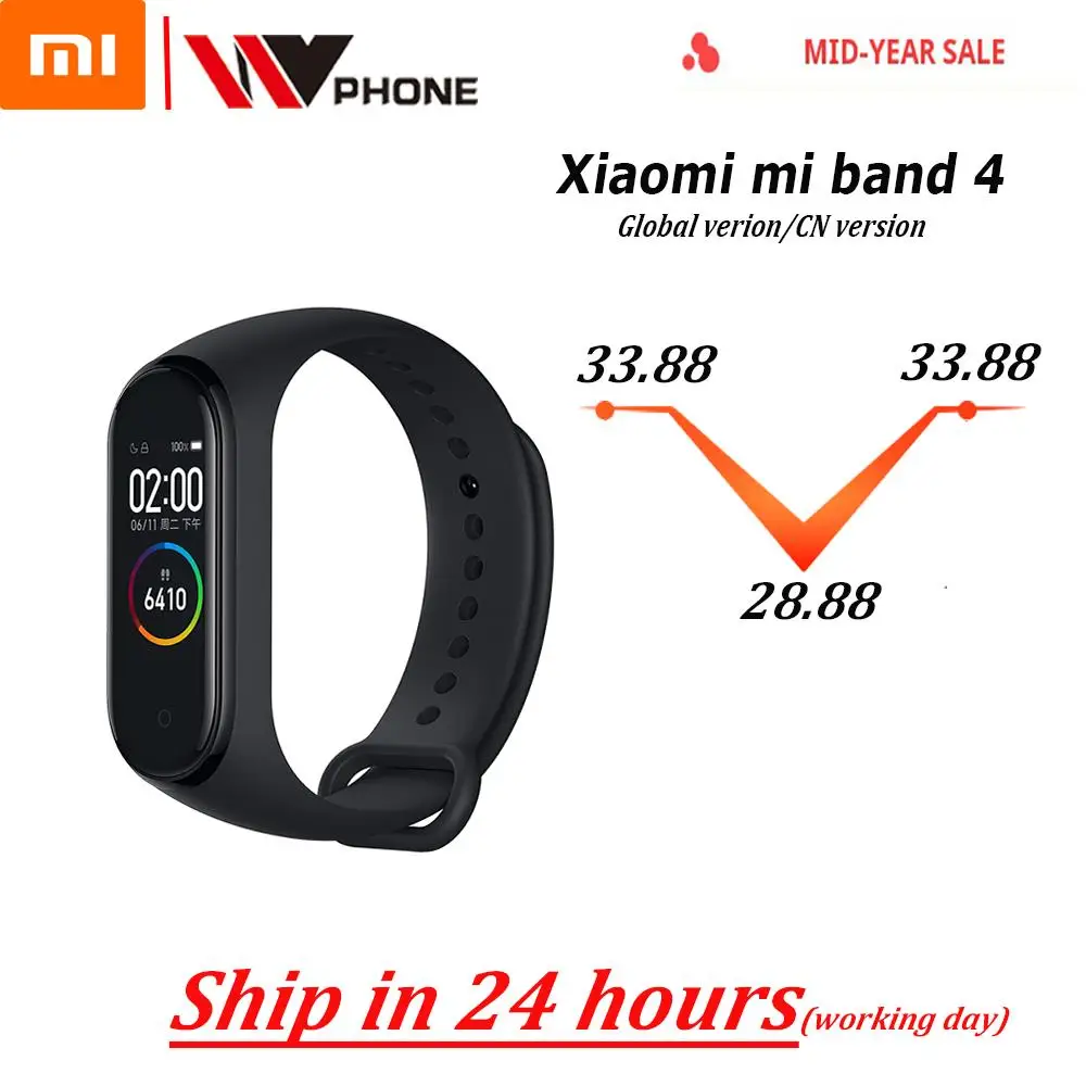 

Original XiaoMi Mi Band 4 Smart Wristband Fitness Bracelet MiBand Band 4 Heart Rate Time Big Touch Screen Message Smartband