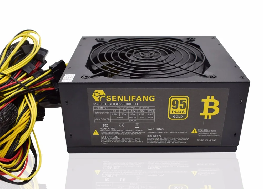 Блок питания для майнинга монет 2000 Вт более 95% КПД ATX12V V2.31 ETH Активный источник PFC 8