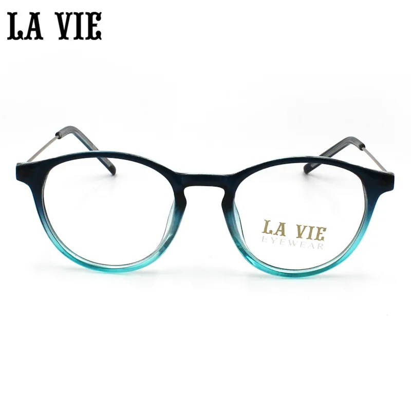 Очки, прозрачная оправа для женщин, очки для взрослых, круглые прозрачные очки, оптическая оправа для очков Oculos Lens 8093 - Цвет оправы: Blue black