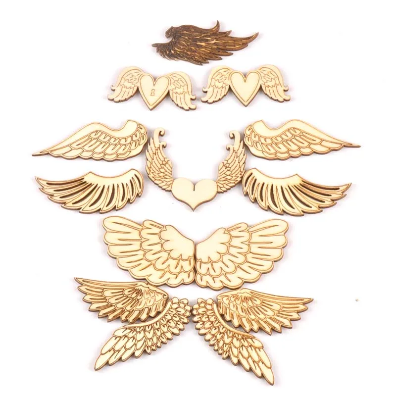 80 Pezzi Decorazioni In Legno A Forma Di Ali D'Angelo - Fai Da Te Per Matrimonio E Bomboniere - 2,5x6 Cm - 3