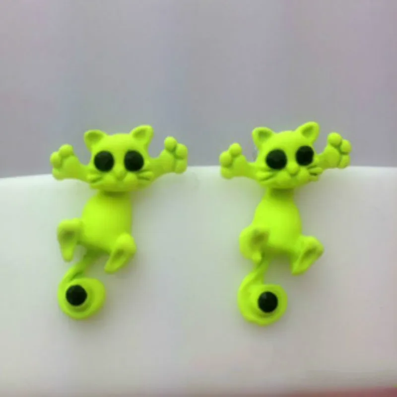 (1pcs)12 Color Fashion Lovely Classic Animal Korean Hot Cute Cat Earrings For Girl Women Gift KittenUP Jewelry