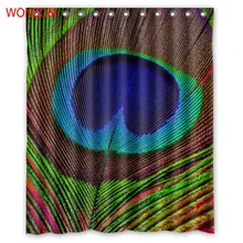 WONZOM Peacock Feather Shower Curtains with 12 Hooks For Bathroom Decor Modern Bath Waterproof Curtain New Bathroom Accessories peacock feather fabric shower curtain with hooks