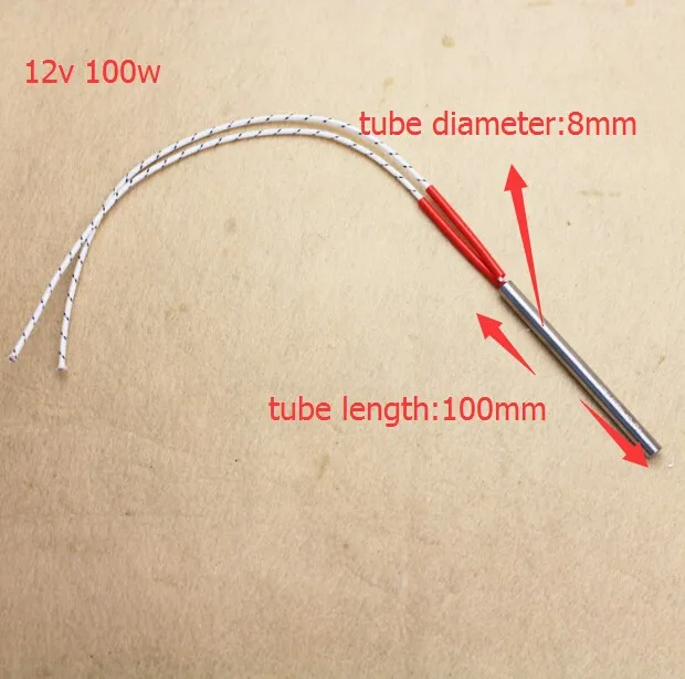 12v 100w 8x100mm электрический нагреватель картридж трубчатый нагревательный элемент