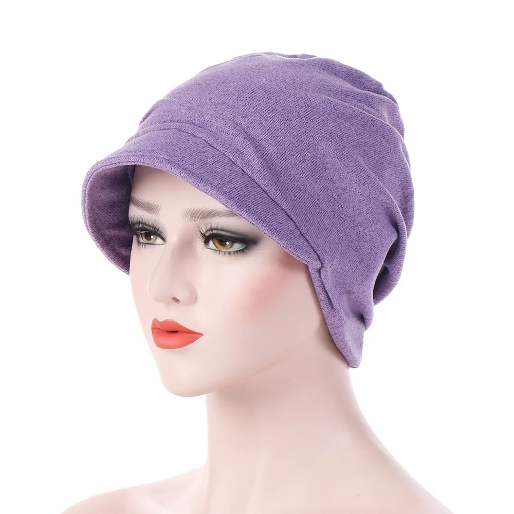 Унисекс шапка на осень зиму шапочка вязаная бини однотонные Цвет хип-хоп мягкая Шапка-бини, chapeu feminino мужские и женские бейсбольные кепки сомбреро mujer тюрбан - Цвет: Light Purple Cap