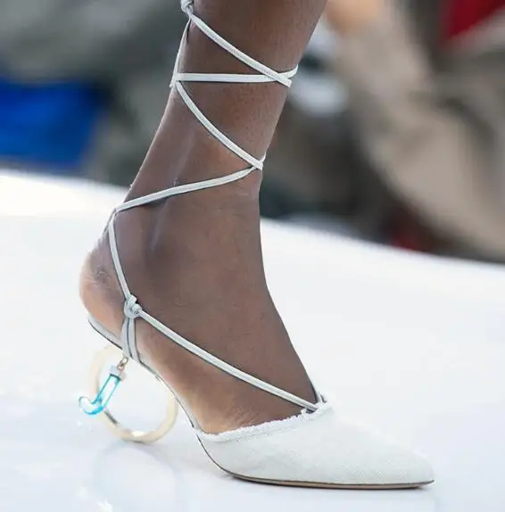 Pista Tacones Dedo Recortes Puntiagudo atado white Sandalias Blue Tacón Señora Mujer Extraño De Nuevo 2019 Alto Más El Pie Gladiador Sandalia Del SW8IPq