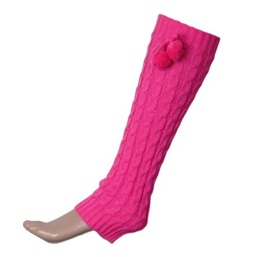 Потрясающие высококачественные новые зимние вязаные гетры женские носки для обуви - Цвет: Hot Pink