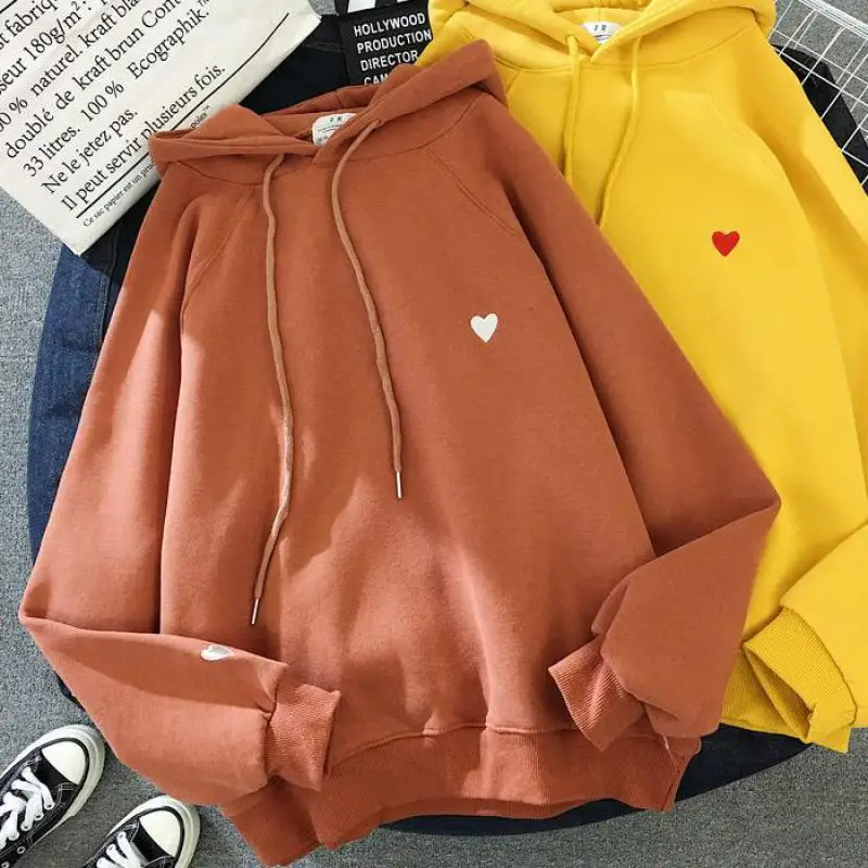 Зимняя женская модная толстовка с капюшоном с вышивкой Harajuku Love Heart, флисовая Дамская Толстовка свободного кроя с длинным рукавом, Женский По... Зимняя женская модная толстовка с капюшоном с вышивкой Harajuku Love Heart, флисовая Дамская Толстовка свободного кроя с длинным рукавом, Женский По...