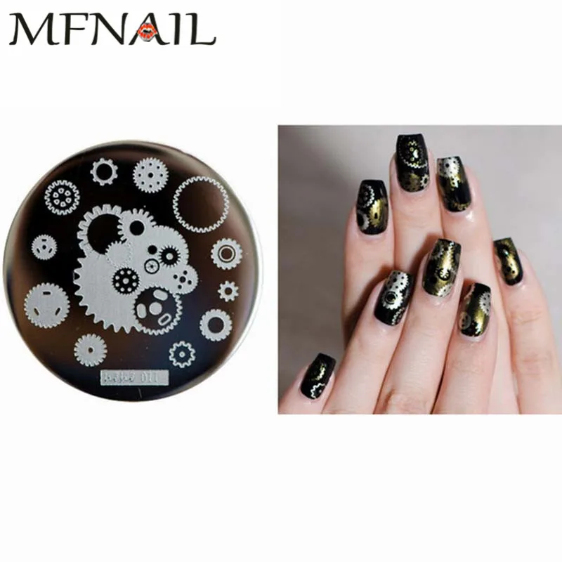 

1 PCS Fashion Gear&Circles Design Nail Print Stamp Plates Nail Art Template Beauty Manicure Stencil DIY Polish Tool Fingernail