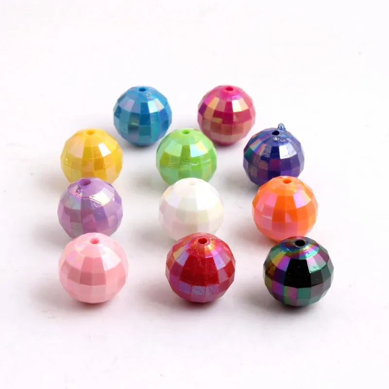 

OYKZA Mix Colorful Acrylic Solid Disco AB Beads for Chunky Fashion Necklace Jewelry 10mm 12mm 16mm 20mm