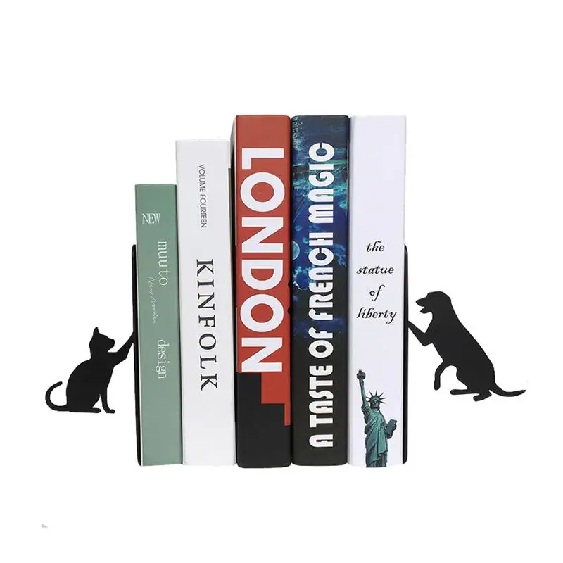 

Dog and Cat Steel iron Bookends for Pet Lovers Student Metal Book Stand Home Office Stationer File Book Holders Magazine shelves